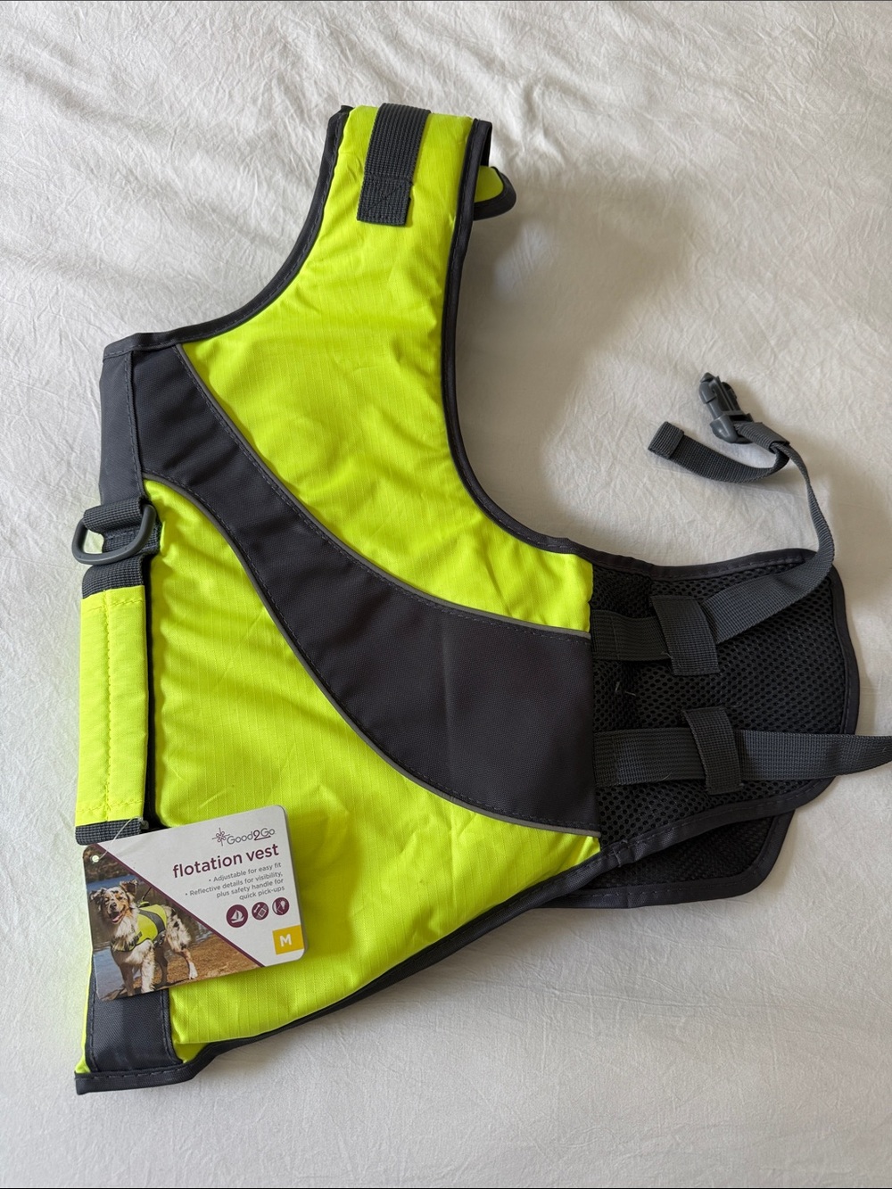 Dog flotation vest - hi-vis yellow & black (M)